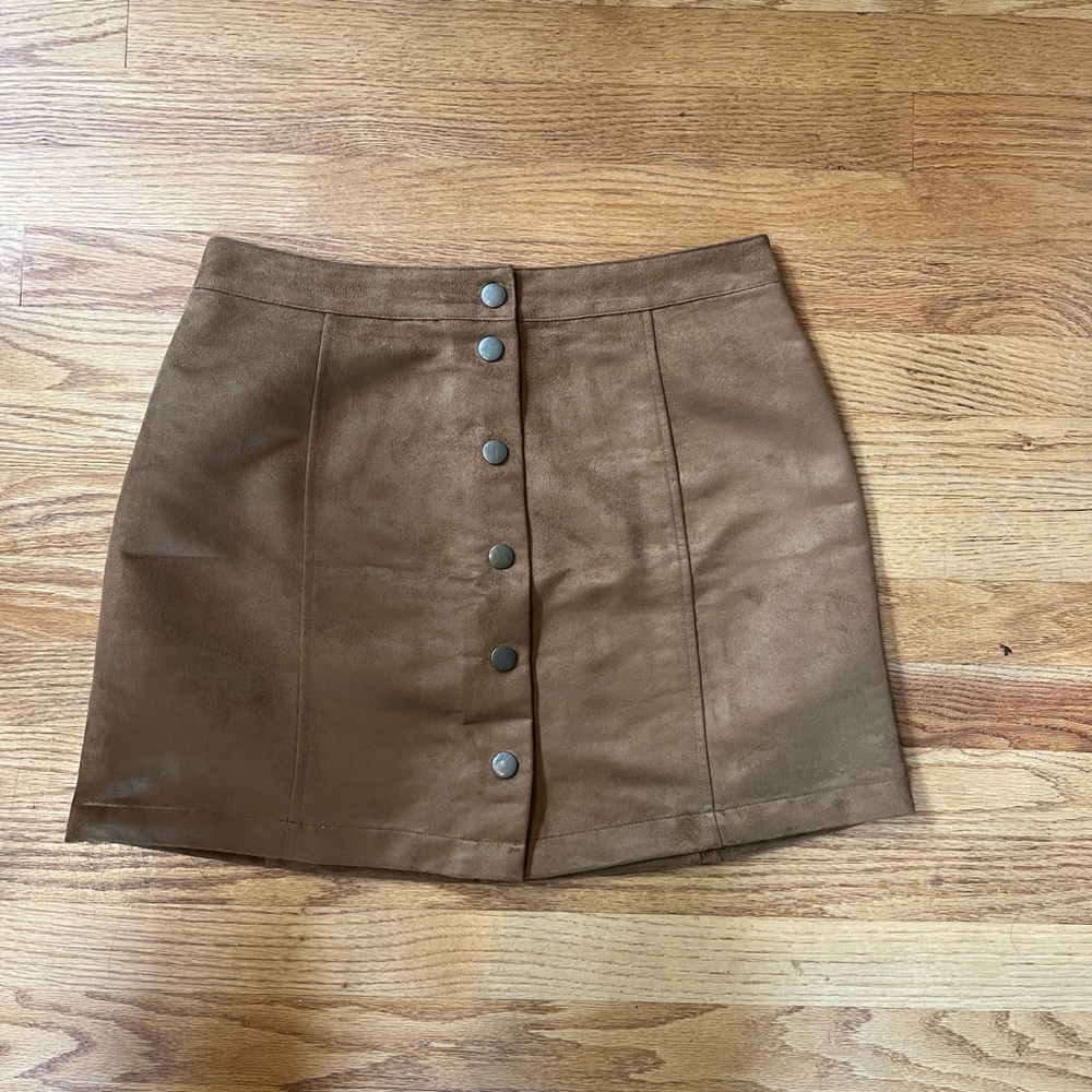 Brown suede mini skirt, size 6